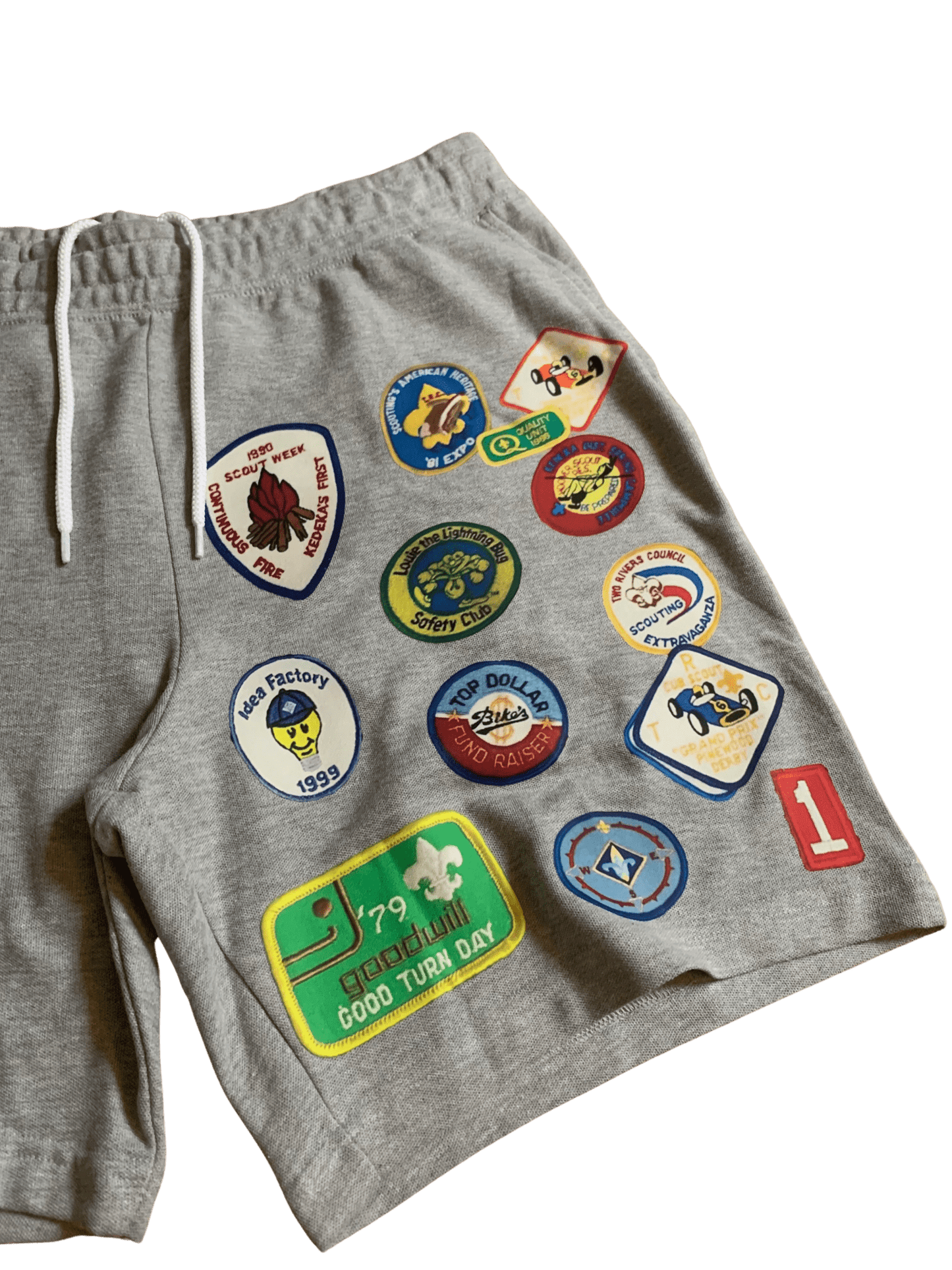 Grey Boyscout Patchwork Shorts - NOT THAT DEEP