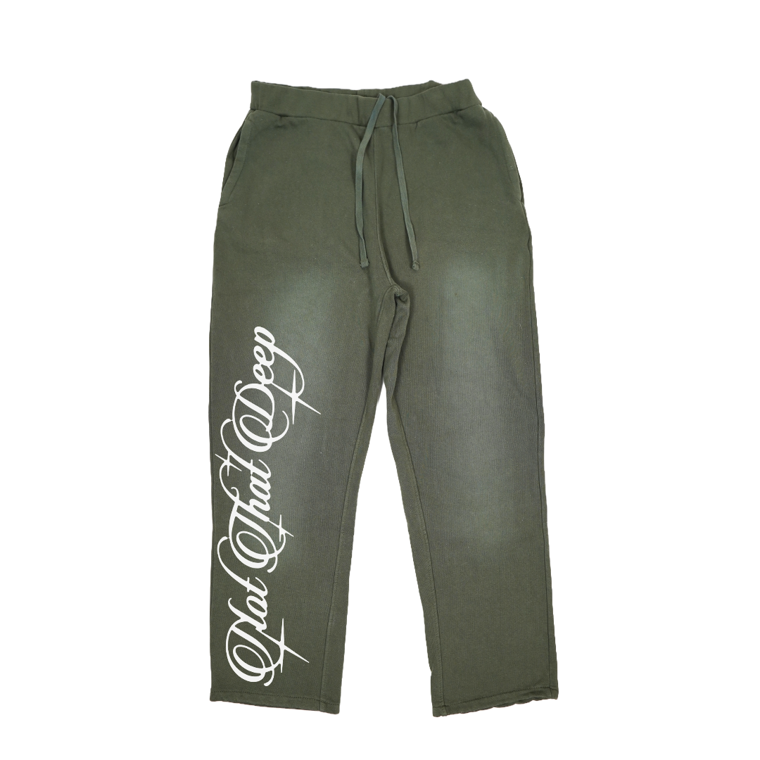 Green Faded Cursive Sweatpants