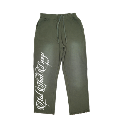 Green Faded Cursive Sweatpants