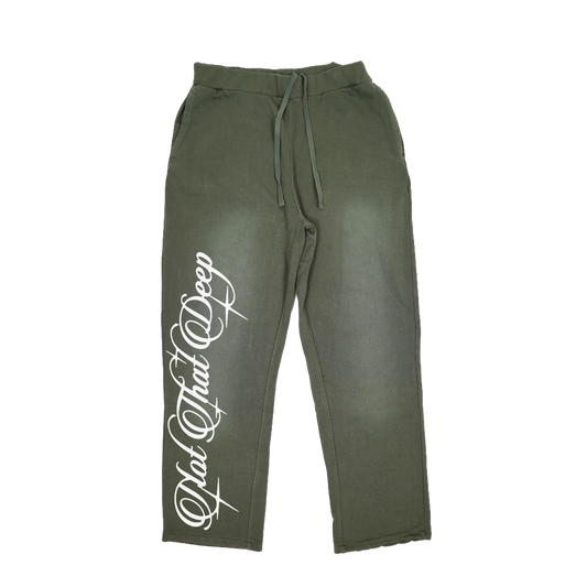 Green Faded Cursive Sweatpants
